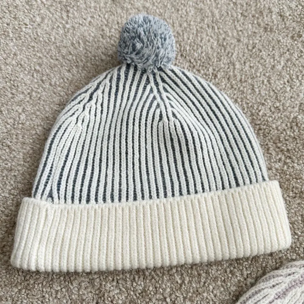 Quincy Mae Ribbed Pom Beanie Lot Blue And Pink Child 1-5Y